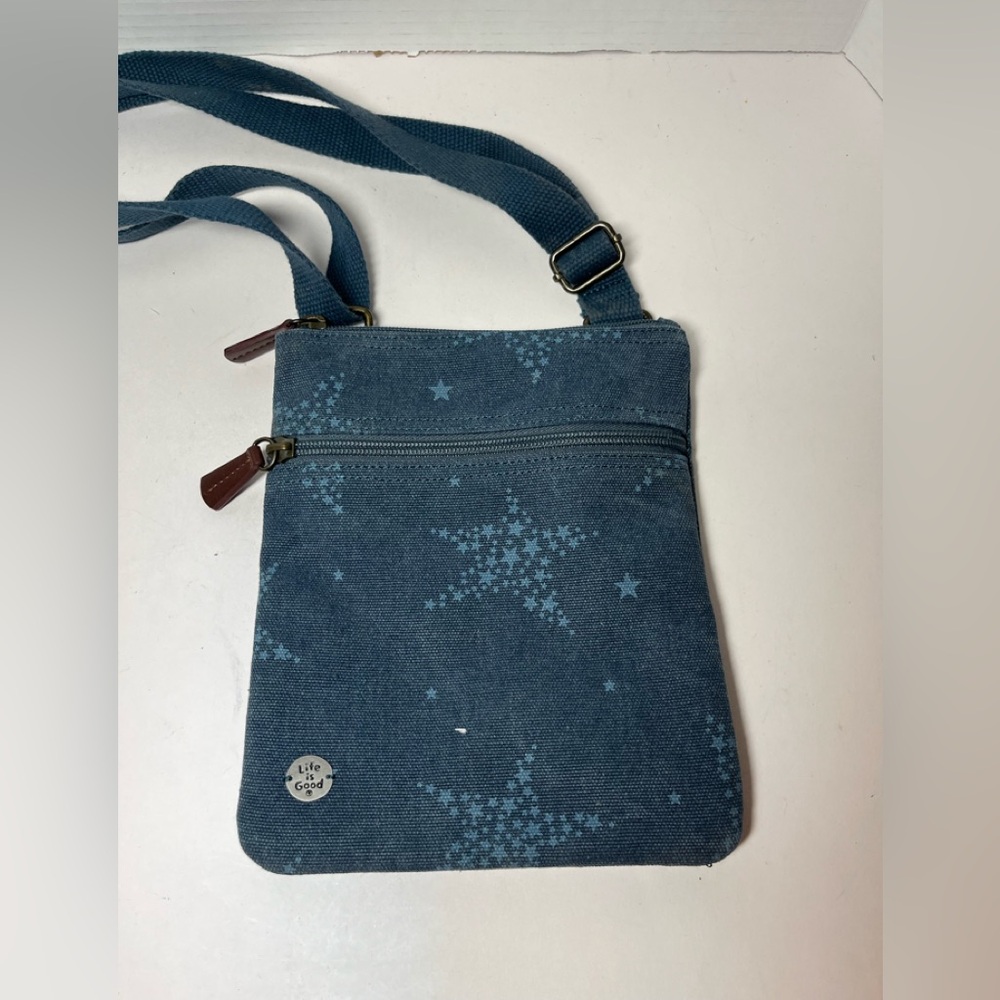 Life is Good Denim Crossbody Bag
